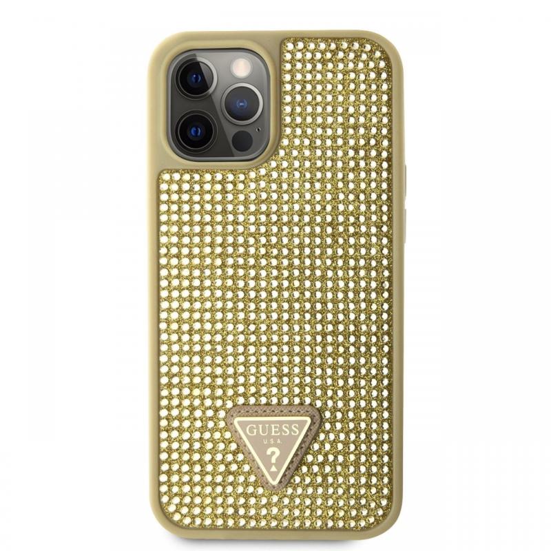 Guess Husa Rhinestones Triangle Metal Logo iPhone 12 Pro Max Auriu