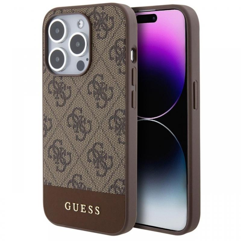 Guess Husa 4G Stripe Logo MagSafe iPhone 15 Pro Maro