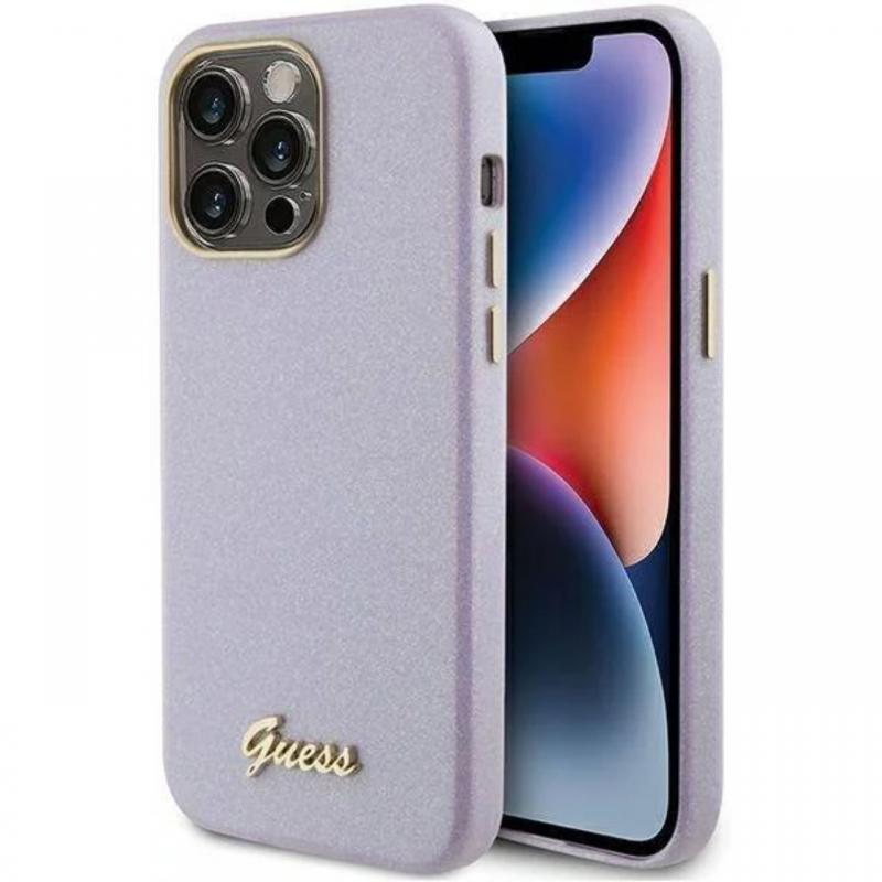 Guess Husa Glitter Full Wrapped iPhone 15 Pro Lilac