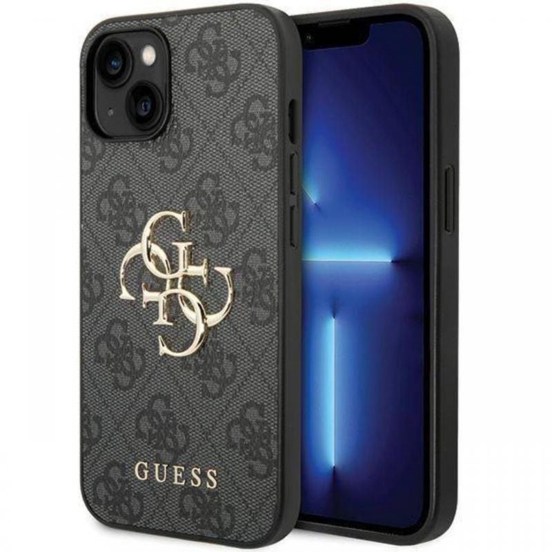 Guess Husa PU 4G Metal Logo iPhone 15 Plus Gri