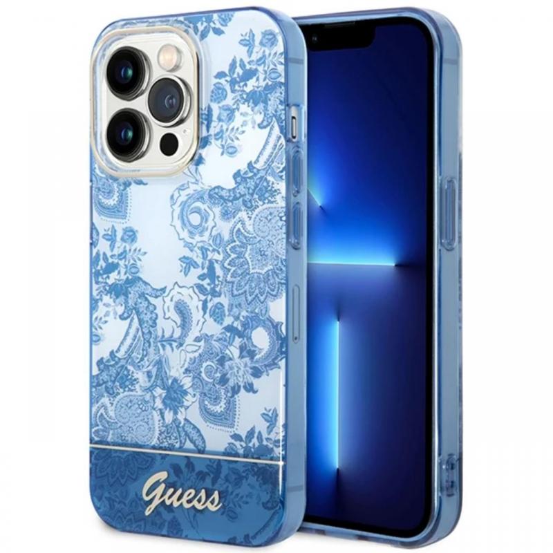 Guess Husa Porcelain Collection iPhone 14 Pro Albastru