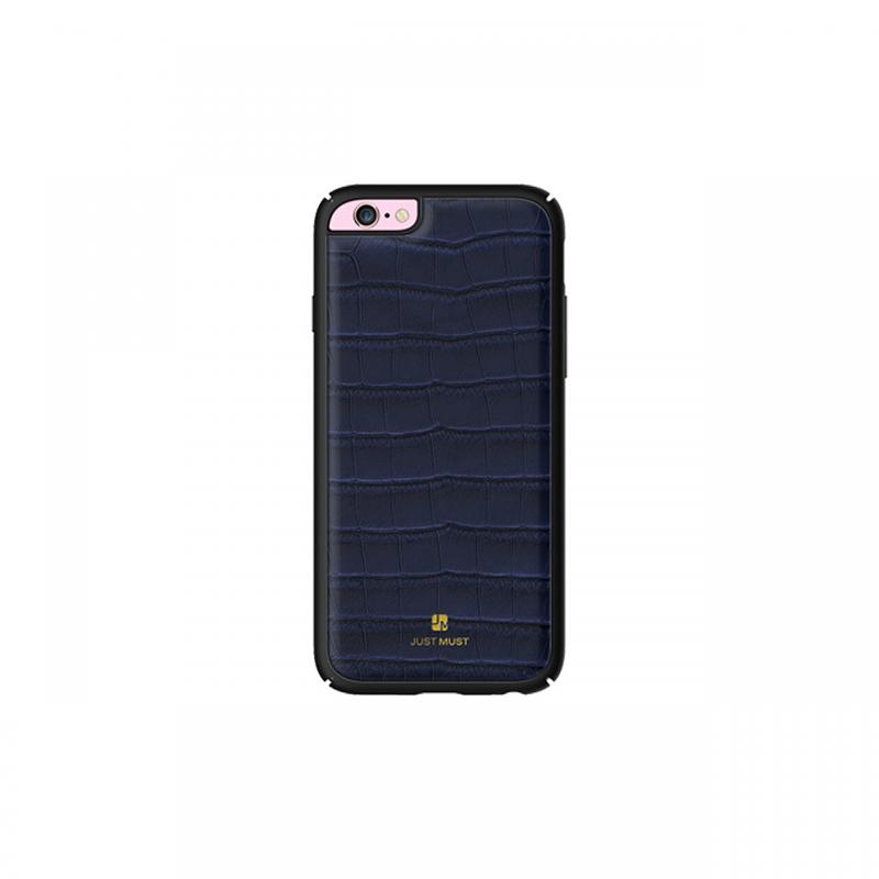 Carcasa iPhone 6/6S Just Must Croco Navy (protectie margine 360°)