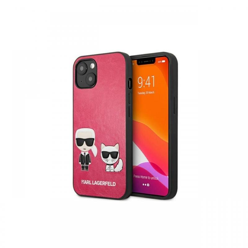 Husa iPhone 13 Karl Lagerfeld Ikonik Karl & Choupette Fuchsia