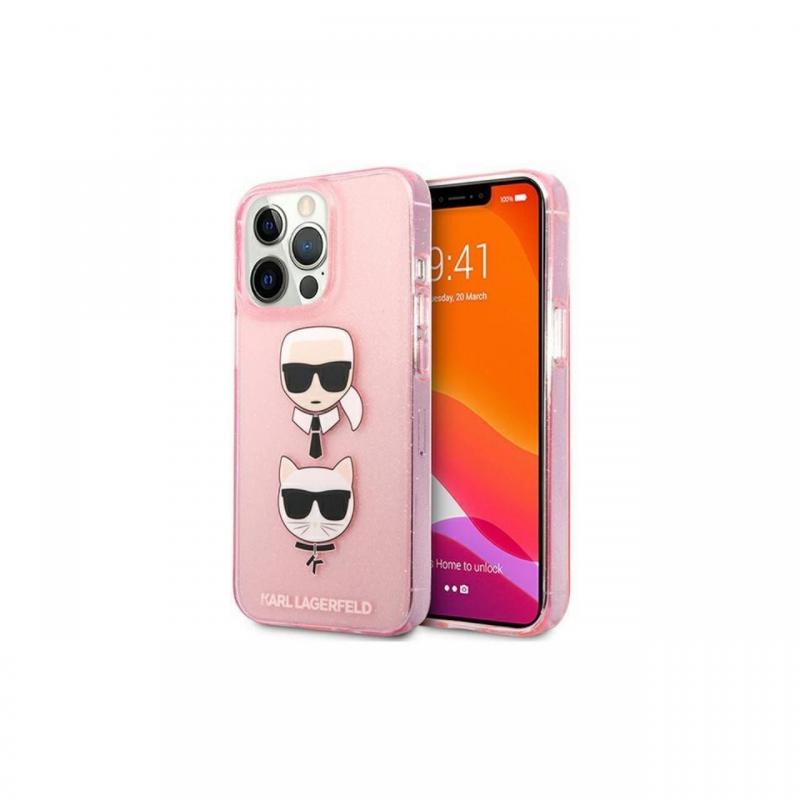 Husa iPhone 13  Karl Lagerfeld Glitter Karl\'s & Choupette Roz