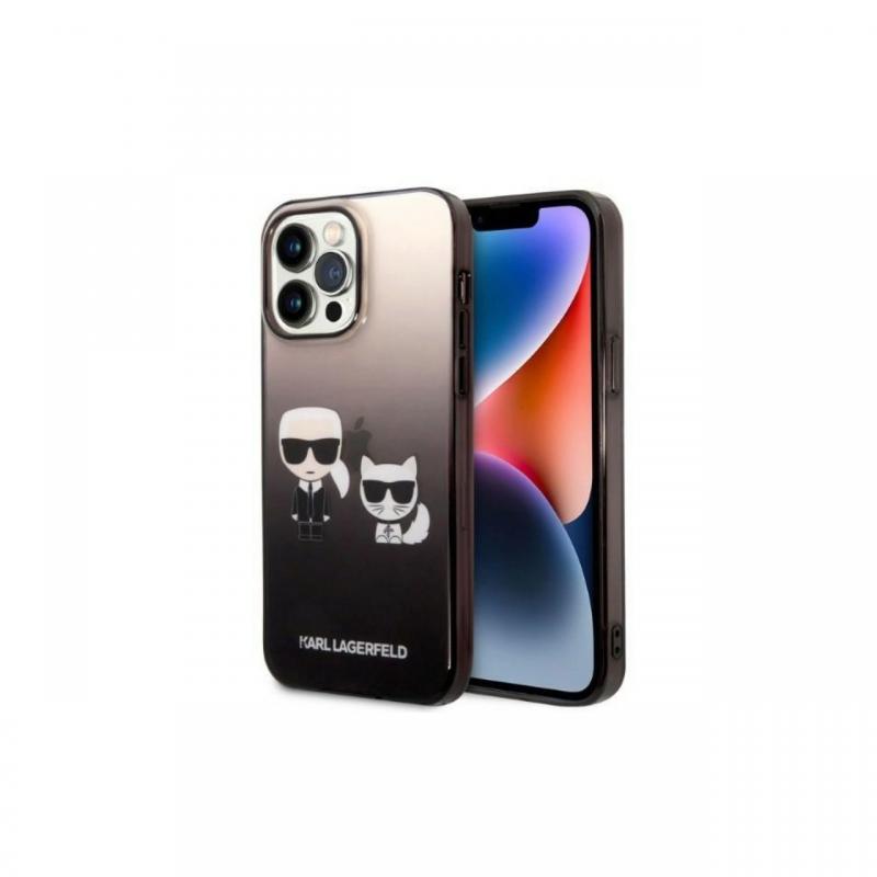 Husa iPhone 14 Pro Karl Lagerfeld Gradient Karl&Choupette Negru