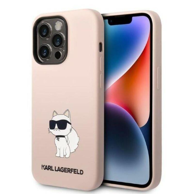 Karl Lagerfeld Husa Liquid Silicone Choupette iPhone 14 Pro Roz