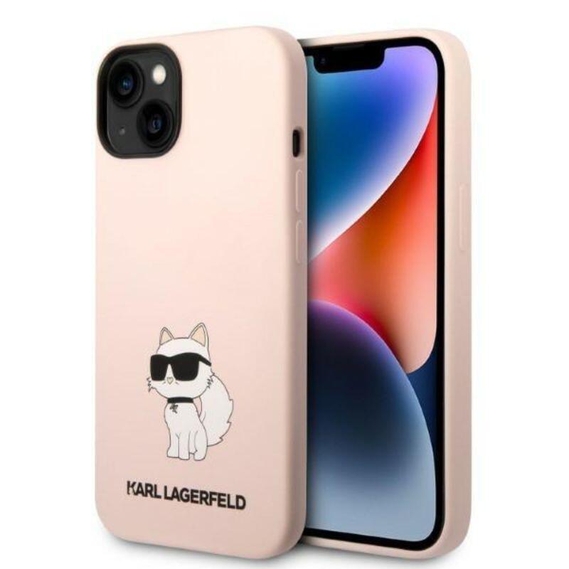 Karl Lagerfeld Husa Liquid Silicone Choupette iPhone 14 Plus Roz