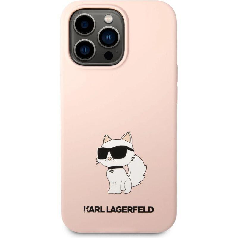 Karl Lagerfeld Husa Liquid Silicone Choupette iPhone 13 Pro Roz