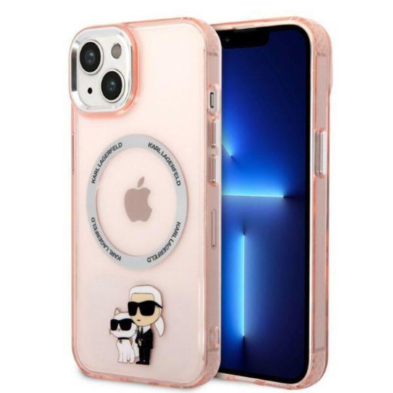 Karl Lagerfeld Husa MagSafe Karl & Choupette iPhone 14 Plus Roz