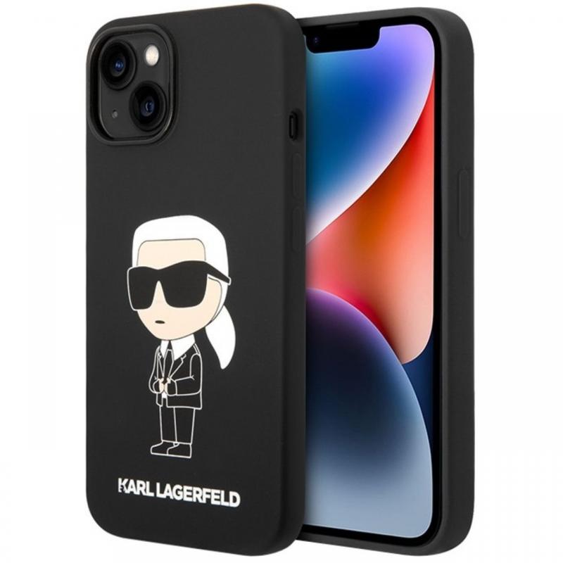 Karl Lagerfeld Husa Liquid Silicone Ikonik iPhone 15 Negru