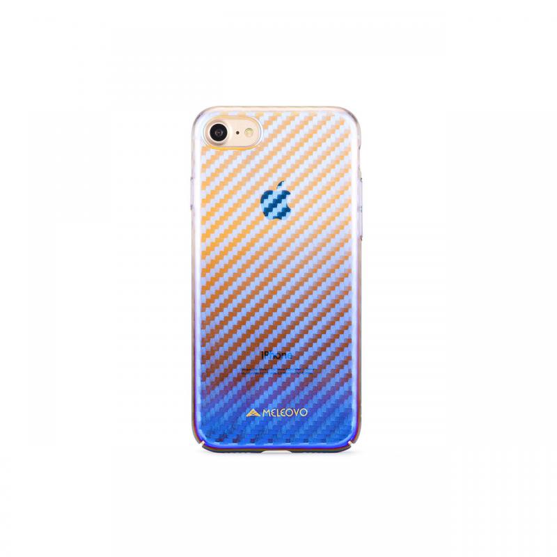 Carcasa iPhone 7/8/SE2020/SE2022 Meleovo Cameleon Flash Carbon Red(cu reflexii Blue)