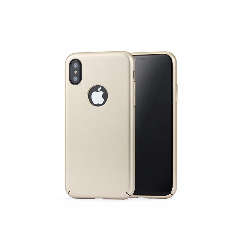 Carcasa iPhone X / XS Meleovo 360 Shield Gold (culoare metalizata fina, captuseala din microfibra)