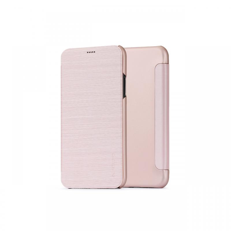 Husa iPhone X / XS Meleovo Smart Flip Rose Gold (spate mat perlat si fata cu aspect metalic)