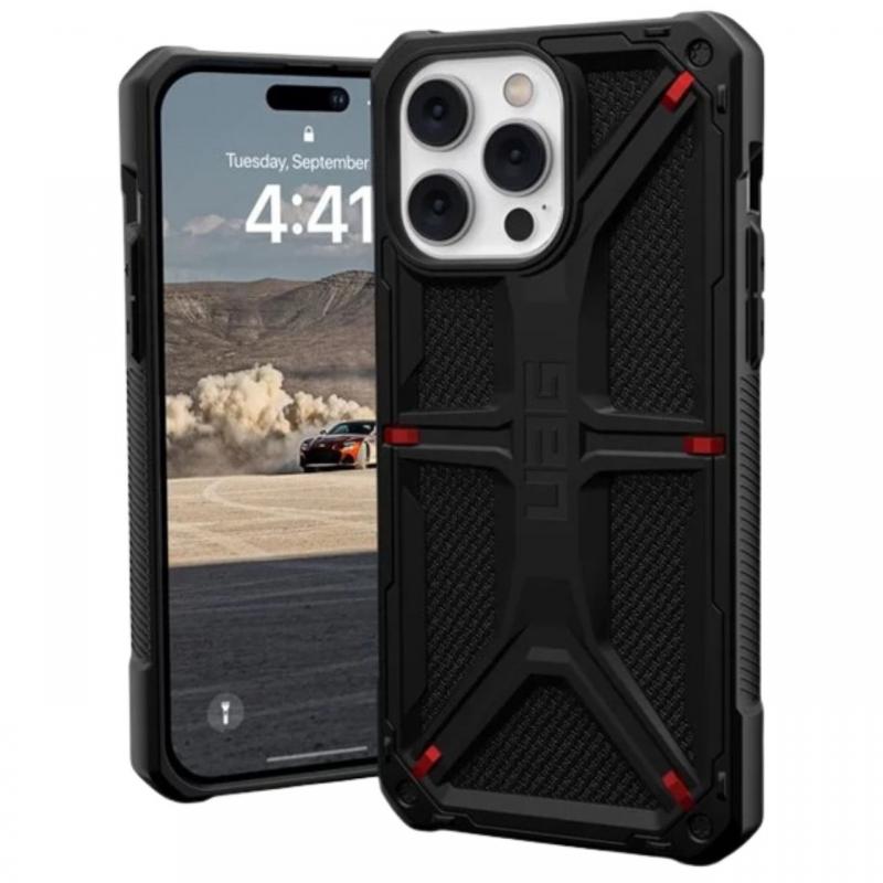 UAG Husa Monarch Series iPhone 14 Pro Max Kevlar Black, military drop tested