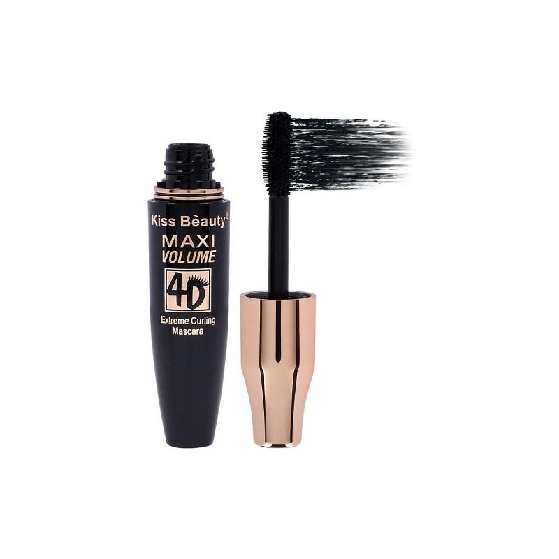 Mascara Volum si Curbare, Kiss Beauty, 4D Maxi Volume Extreme Curling, Negru, 15 ml