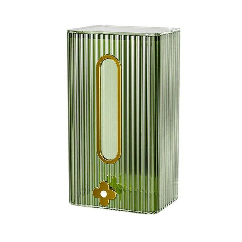 Cutie suport eleganta pentru servetele eMazing, montare pe perete sau dulap, material plastic dur, dimensiuni 21.3 x 8.7 x 12 cm, culoare verde