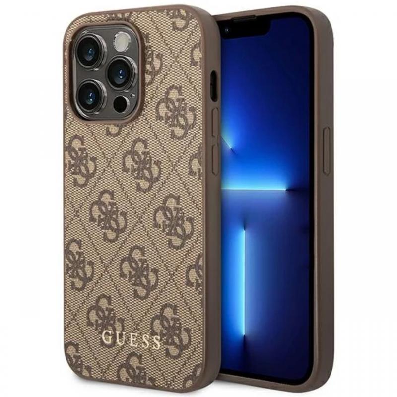 Guess Husa 4G Metal Gold Logo iPhone 14 Pro Maro