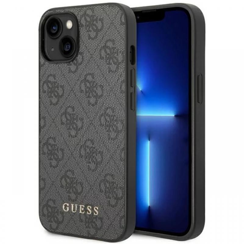 Guess Husa 4G Metal Gold Logo iPhone 14 / 15 / 13 Gri