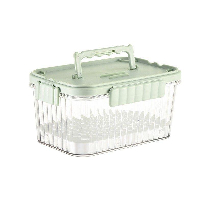 Recipient Portabil eMazing pentru Mâncare Proaspătă, 500 ml, cu Furculiță, Design Compact, 7 x 11.5 x 16 cm, Plastic, Capac Detașabil, Etanș și Transparent, Compartiment pentru Tacâmuri, Mânere, Rezistent la Temperaturi Ridicate