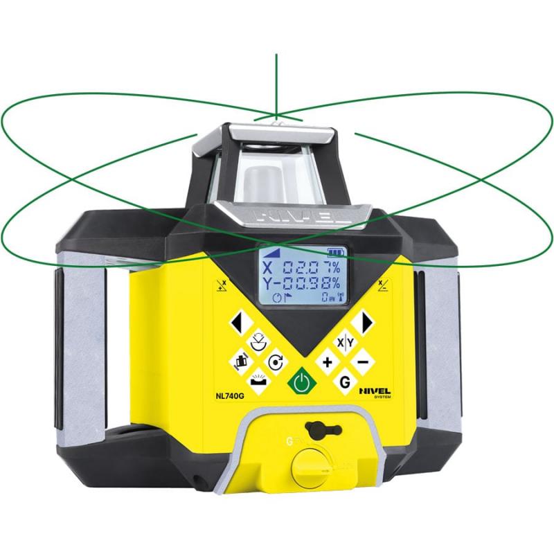 Laser rotativ Nivel System NL740G Digital, fascicul verde, planuri verticale si orizontale cu pante, raza de actiune de pana la 700 m, autoaliniere