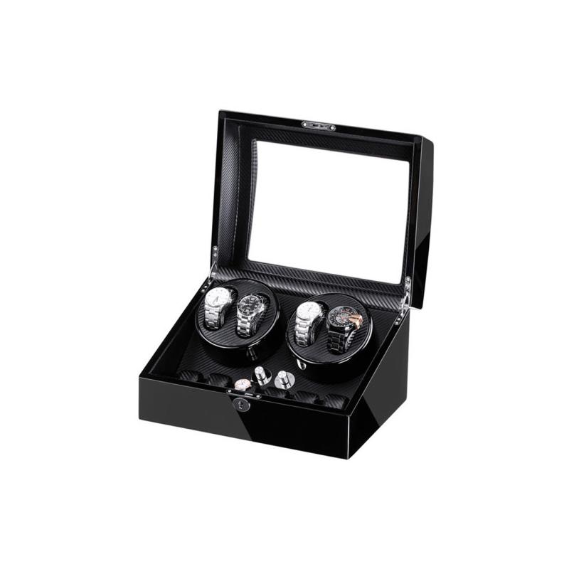 Cutie intors ceasuri automatice iUni, Watch Winder 4 + 6 spatii depozitare Carbon