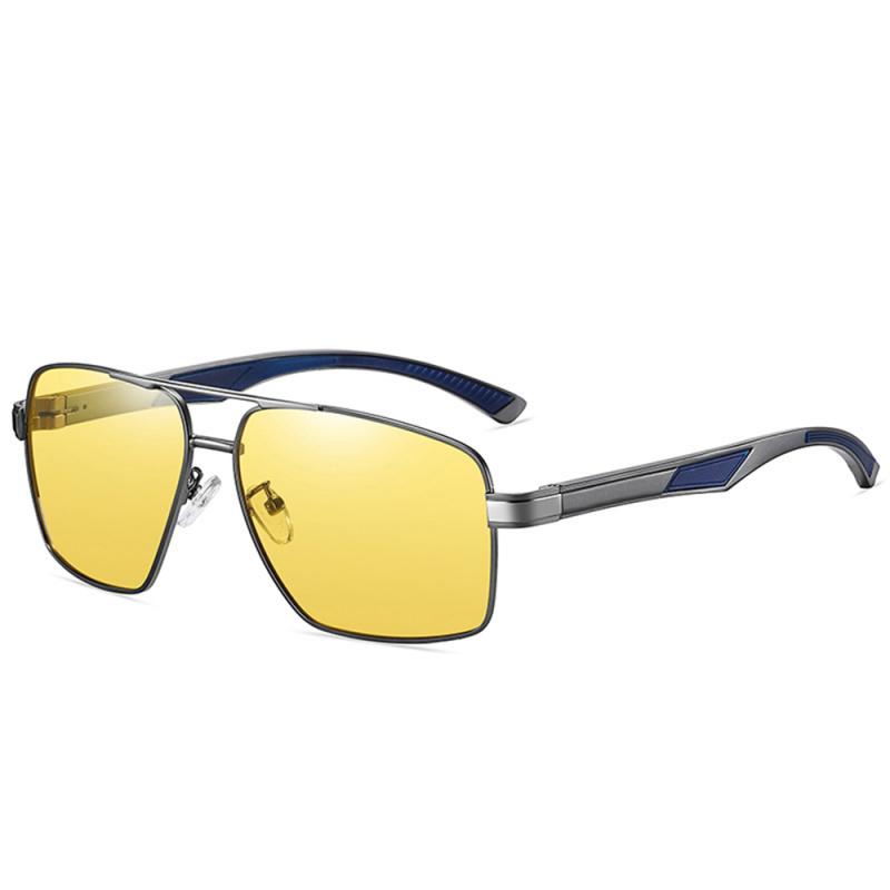 Ochelari de soare pentru barbati polarizati, rama din aluminiu, protectie UV, Night Vision, Gun LM001, Gri, ES05711