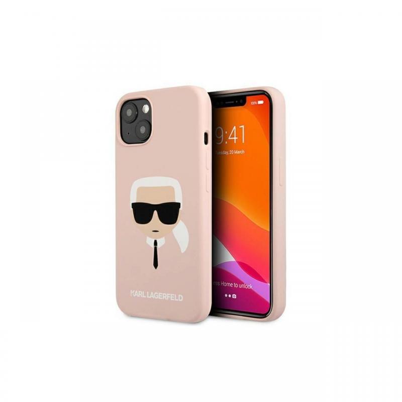 Husa iPhone 13 Mini Karl Lagerfeld Silicon Karl\'s Head Roz Deschis