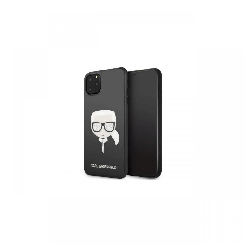 Husa iPhone 11 Pro Max Karl Lagerfeld Ikonik Glitter Karl\'s Head Negru