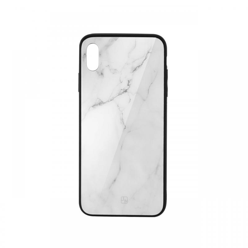 Carcasa Sticla iPhone XS Max Just Must Glass Print White Marble