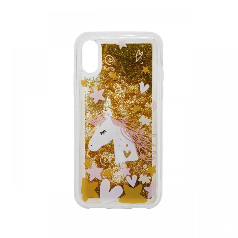 Husa iPhone XS / X Lemontti Liquid Sand Unicorn Glitter