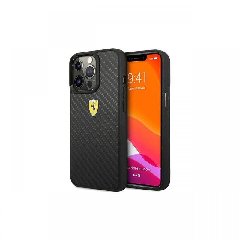 Husa iPhone 13 Pro Ferrari Real Carbon Negru