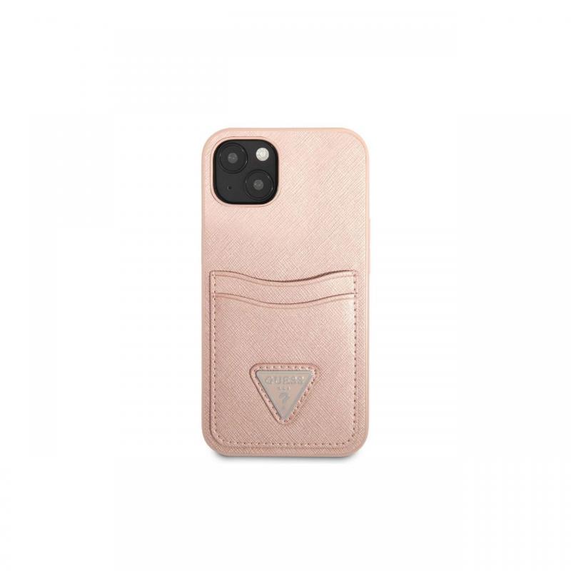 Husa iPhone 13 Guess Saffiano Double Card Roz