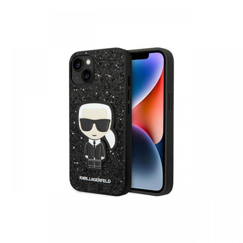 Husa iPhone 14 Plus Karl Lagerfeld Glitter Flakes Ikonik Negru