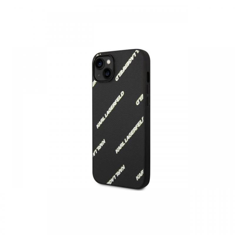 Husa iPhone 14 Karl Lagerfeld Grained Leather Logomania Negru