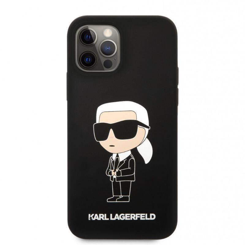 Karl Lagerfeld Husa Liquid Silicone Ikonik iPhone 12 / 12 Pro Negru