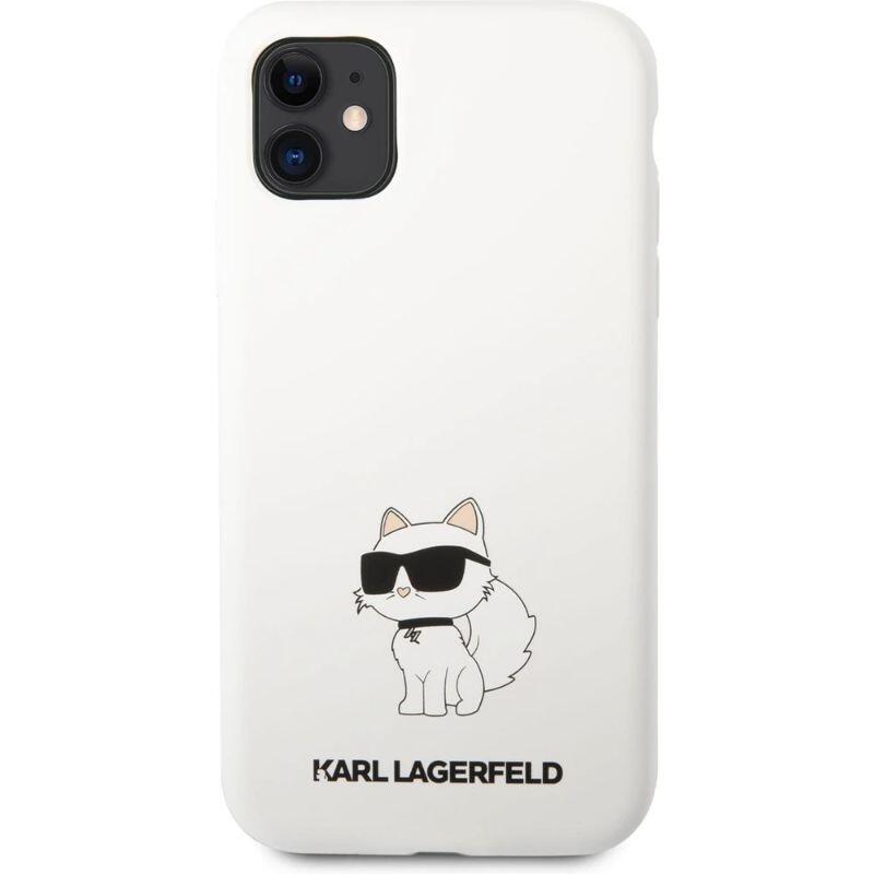 Karl Lagerfeld Husa Liquid Silicone Choupette iPhone 11 Alb