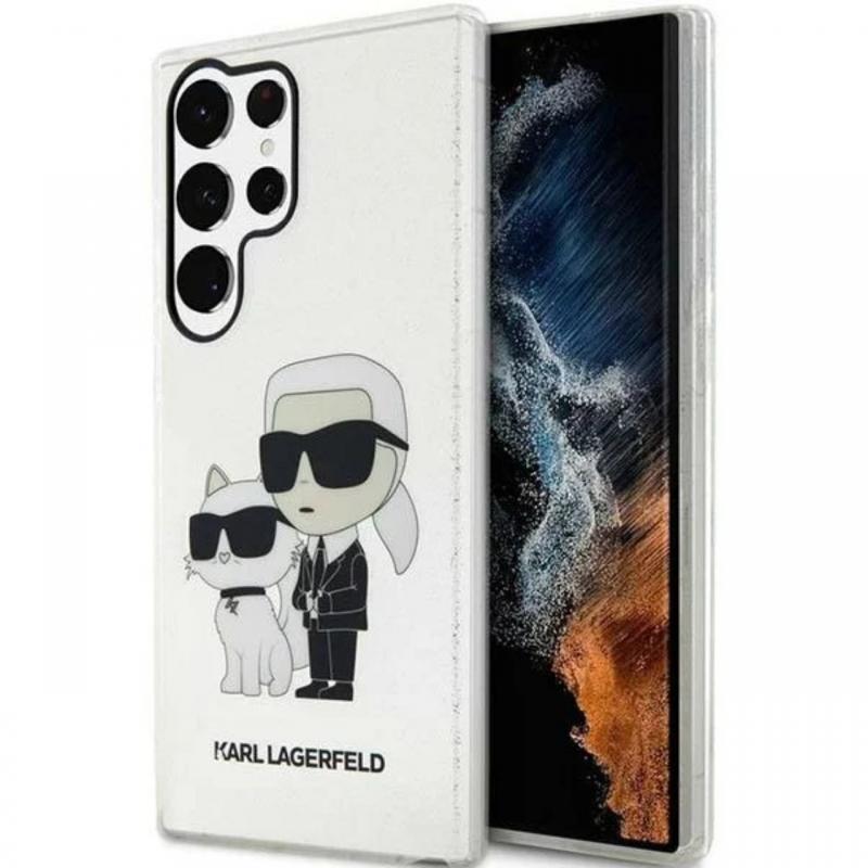 Karl Lagerfeld Husa Glitter Karl\'s & Choupette Samsung Galaxy S23 Ultra Transparent