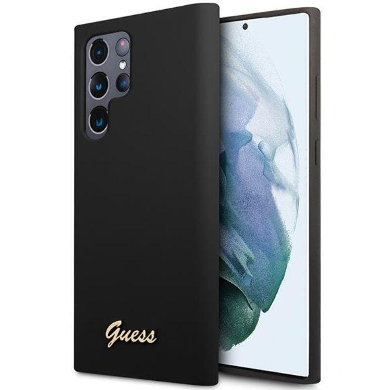 Guess Husa Liquid Silicone Metal Logo Samsung Galaxy S23 Ultra Negru