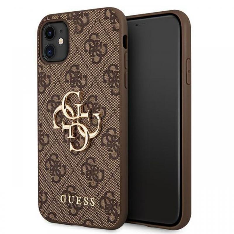 Guess Husa PU 4G Metal Logo iPhone 11 Maro