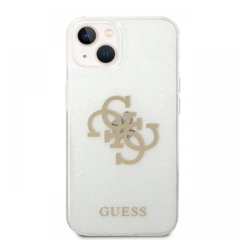 Guess Husa TPU Big 4G Full Glitter iPhone 14 Transparent