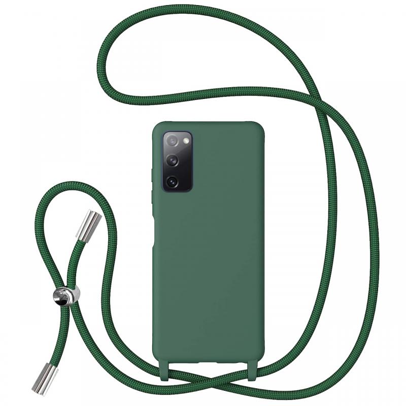 Lemontti Husa Silicon cu Snur Samsung Galaxy S20 FE Verde (protectie 360°, material fin, captusit cu microfibra)