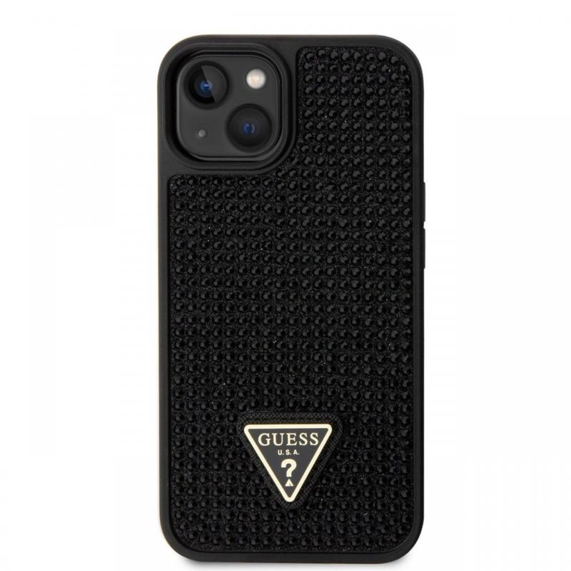 Guess Husa Rhinestones Triangle Metal Logo iPhone 14 Negru