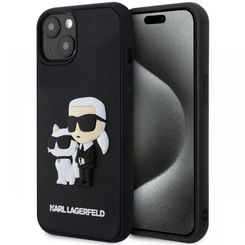 Karl Lagerfeld Husa 3D Rubber Karl & Choupette iPhone 15 Plus Negru