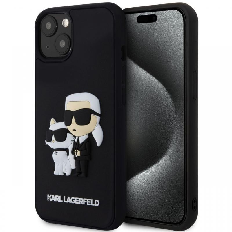 Karl Lagerfeld Husa 3D Rubber Karl & Choupette iPhone 15 Negru