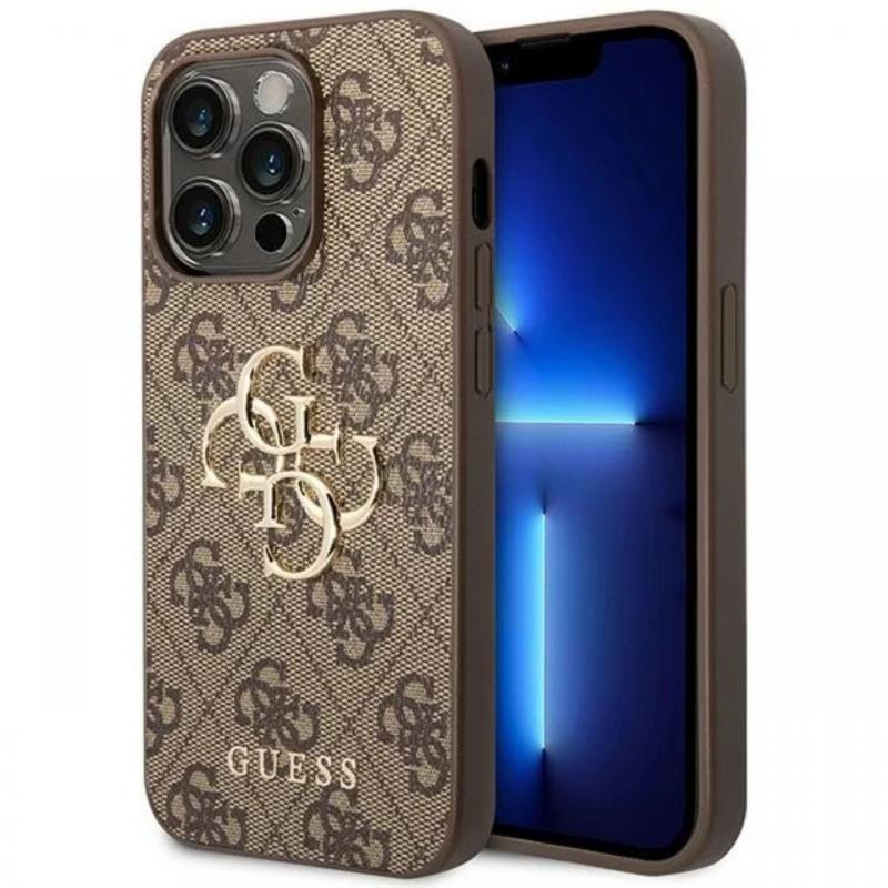 Guess Husa PU 4G Metal Logo iPhone 15 Pro Max Maro