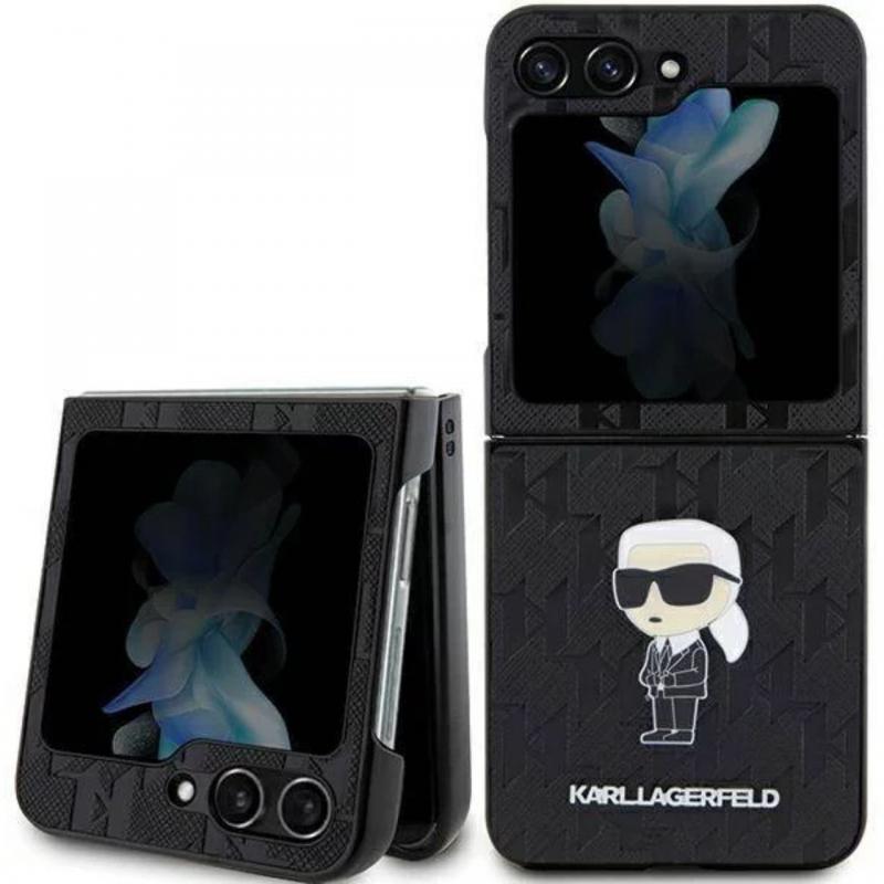 Karl Lagerfeld Husa PU Saffiano Monogram Ikonik Samsung Galaxy Z Flip5 Negru