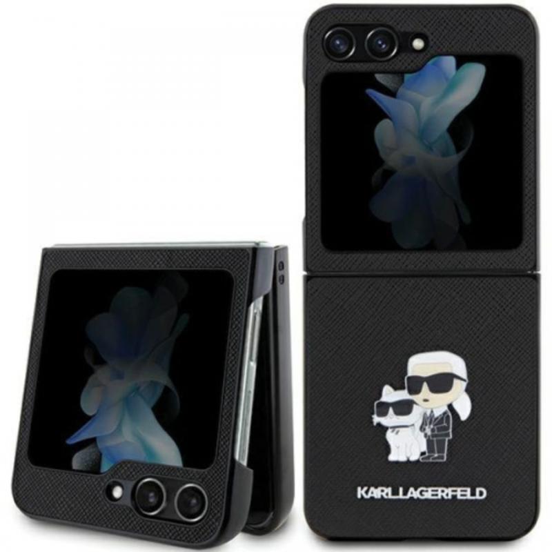 Karl Lagerfeld Husa PU Saffiano Karl & Choupette Samsung Galaxy Z Flip5 Negru