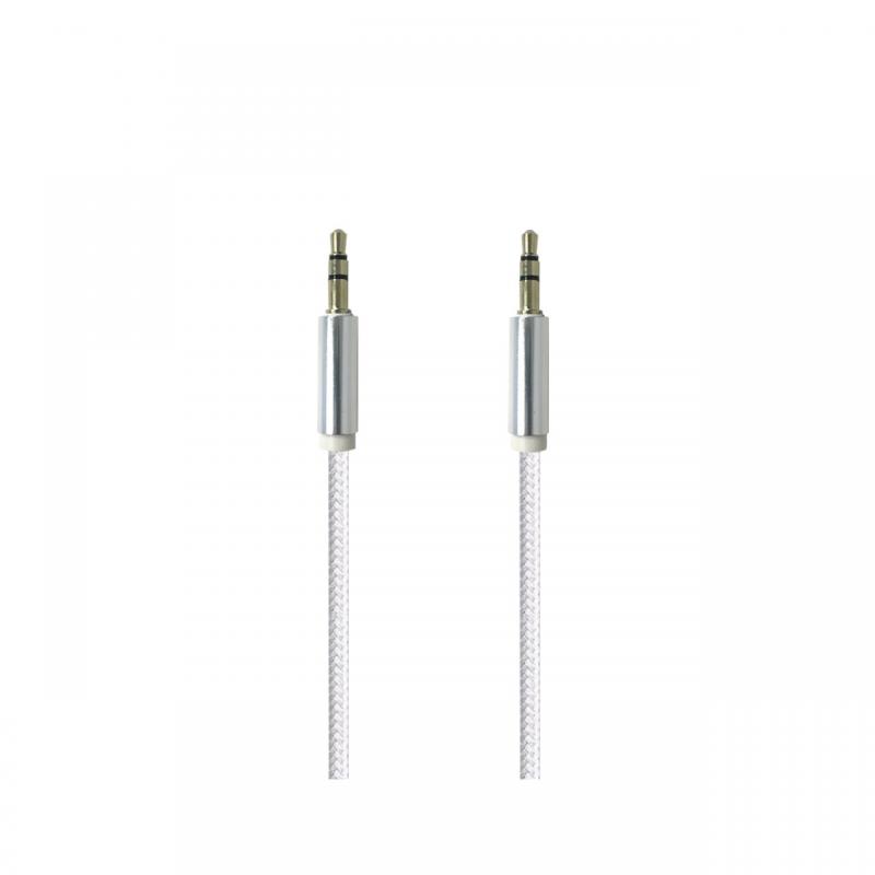 Cablu Jack 3.5mm Procell Audio Alb 1m (impletitura textila)