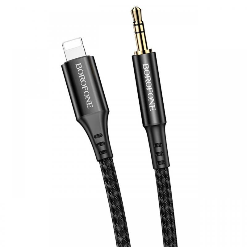 Cablu Borofone BL7 Lightning la Jack 3.5mm, 1m, Negru