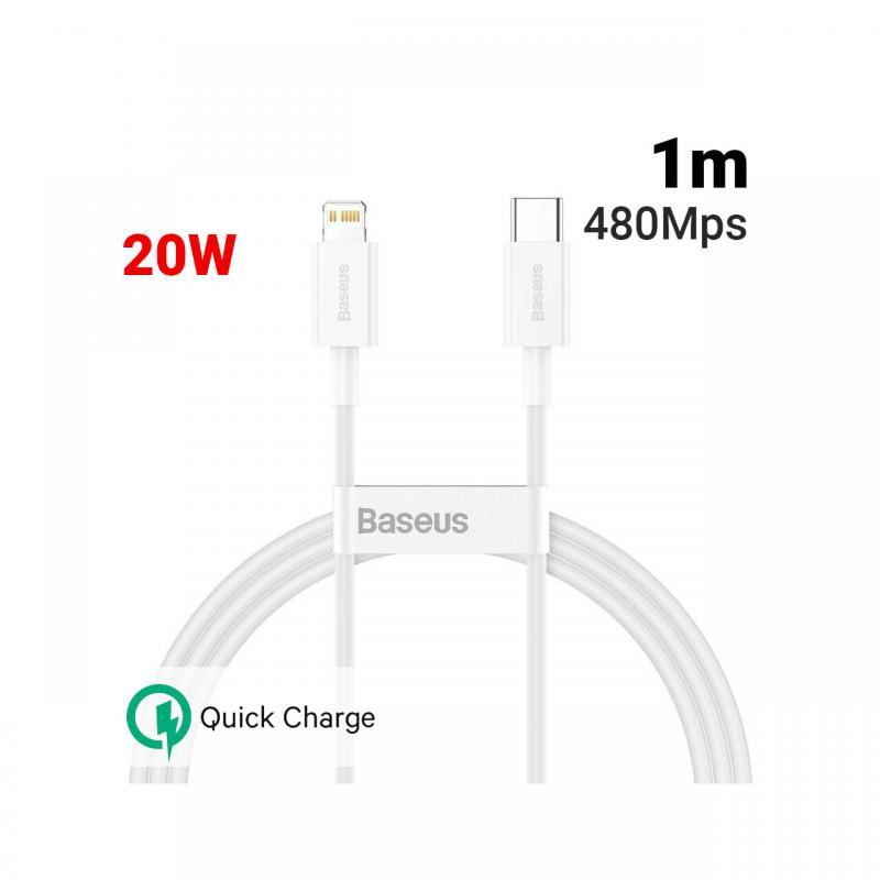 Cablu Fast Charging Type-C la Lightning PD Baseus Superior Series 20W White 1m